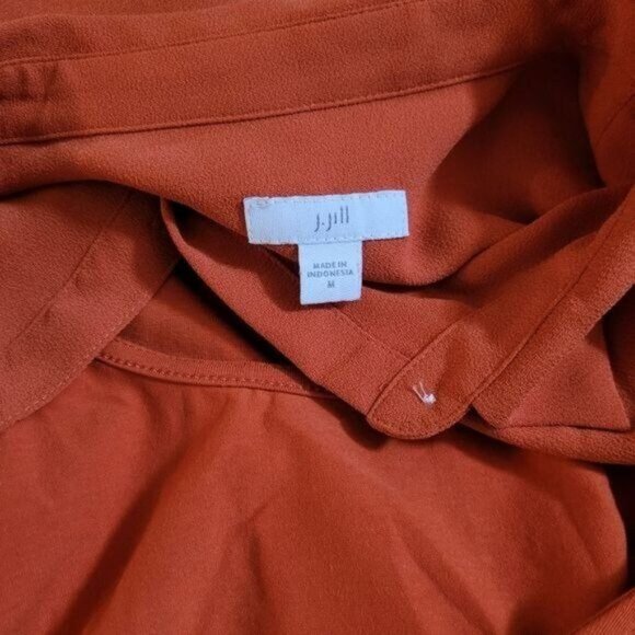 J.Jill Blouse Top Burnt Pumpkin Orange Medium button front down - Picture 4 of 5